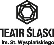 Logo Teatru Śląskiego, czarny pięciokąt na białym tle